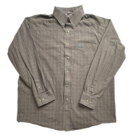 Ariat Pro Series Shirt Mens XL Brown Plaid Button Down Long Sleeve Western Mesh - Picture 1 of 11